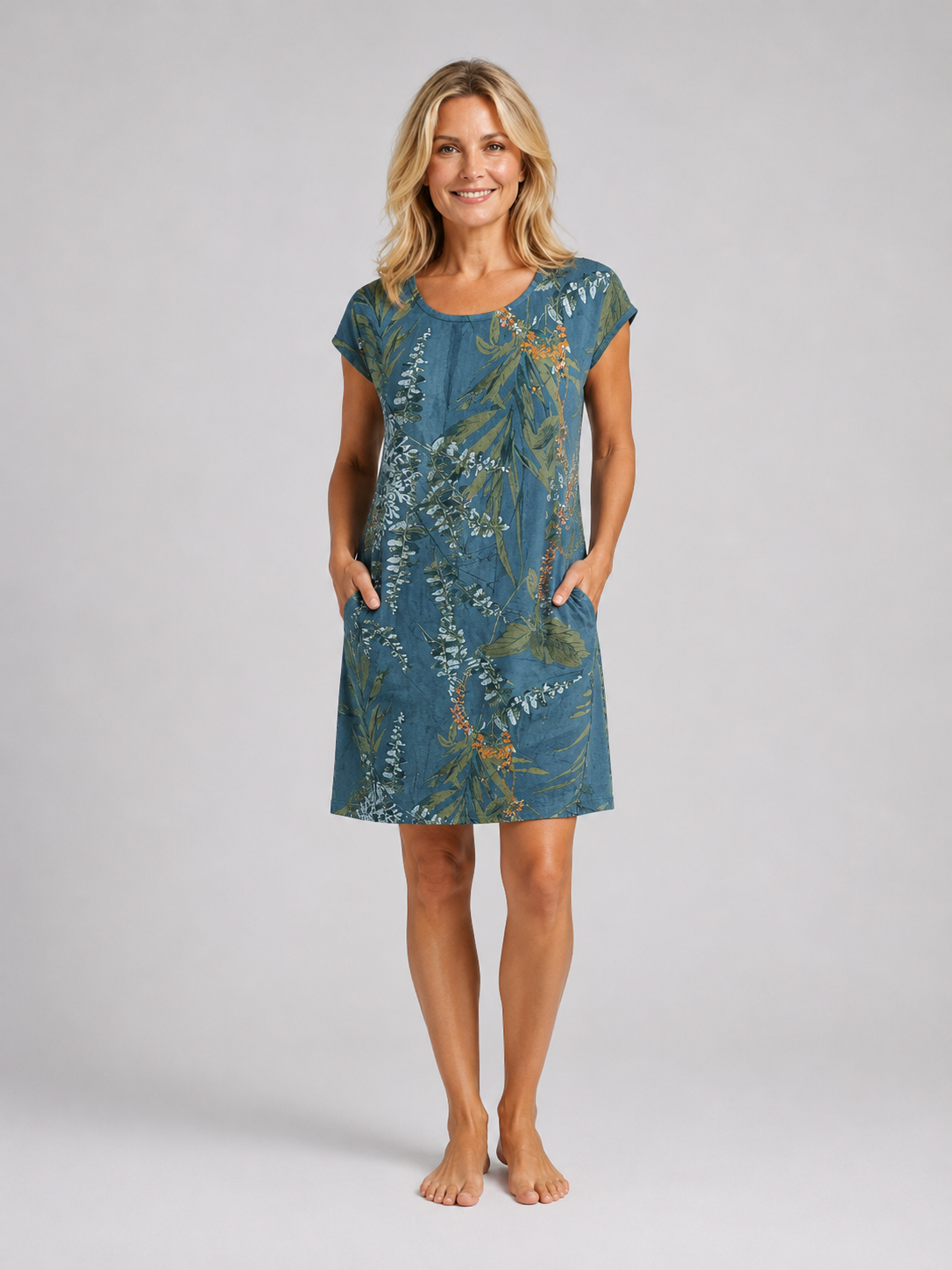 Carolin | Rundhalskleid mit floralem Print