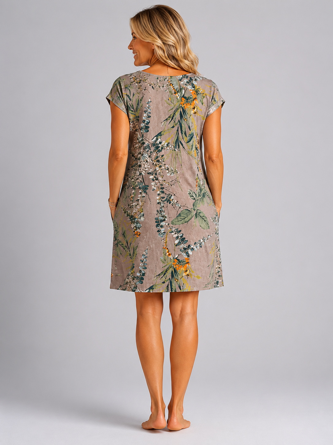 Carolin | Rundhalskleid mit floralem Print