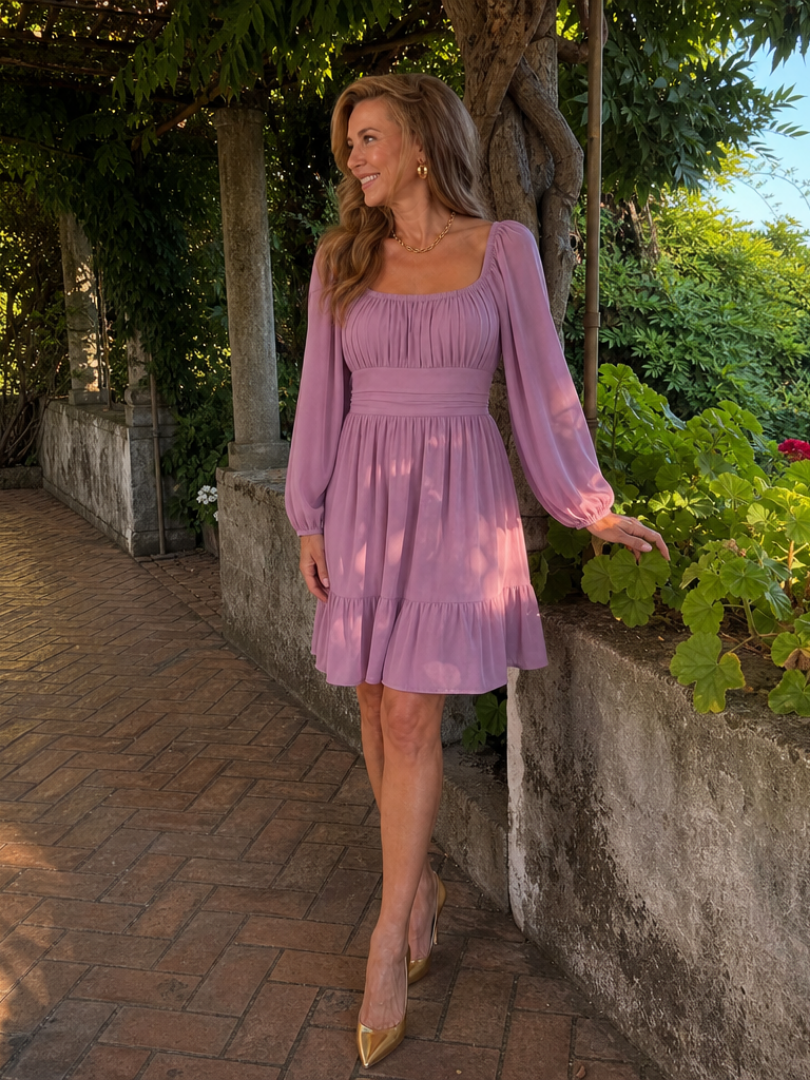Cornelia | Long-sleeved dress with flounced hem