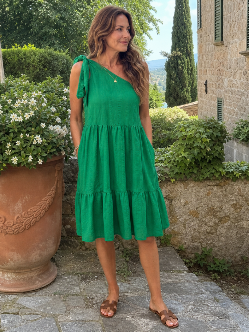 Liliana – One-Shoulder-Kleid mit Schleife – Ansicht 01
