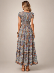Ottilie | Boho-Maxikleid mit Paisley-Patchwork-Print
