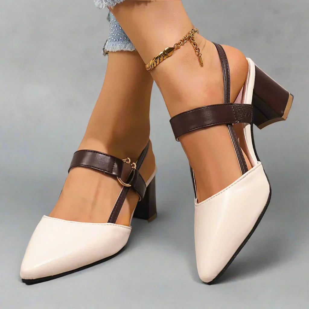 Helena | Spitze Slingback-Pumps mit Blockabsatz – Ansicht 03