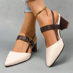 Helena | Spitze Slingback-Pumps mit Blockabsatz – Ansicht 03