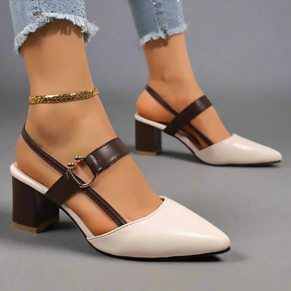 Helena | Spitze Slingback-Pumps mit Blockabsatz – Ansicht 03