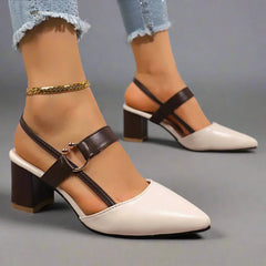 Helena | Spitze Slingback-Pumps mit Blockabsatz – Ansicht 03