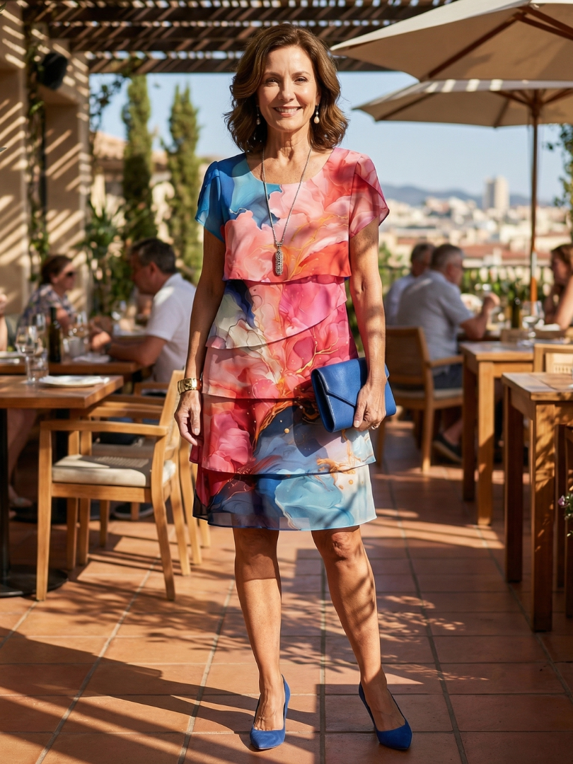 Theresa | Midikleid mit Marmorprint