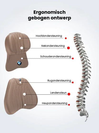 Auto-Hoofdsteun- &amp; Lendenkussen-Set
