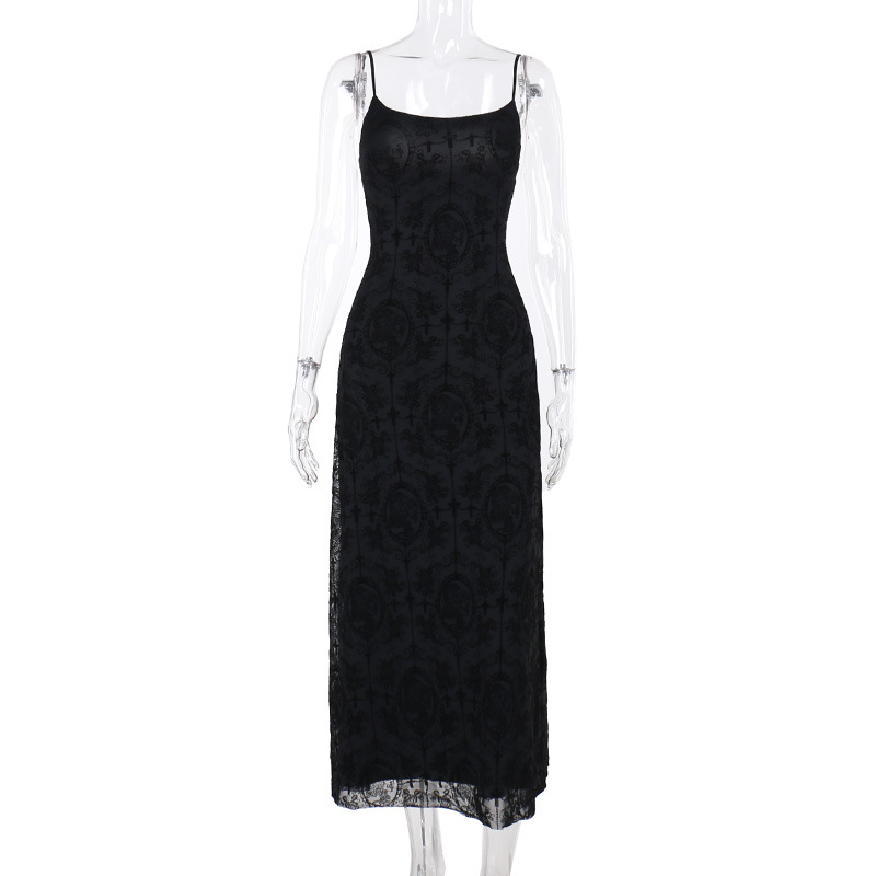 New Girls Hip Wrap Dress Dark Style Personality Cross Sexy Midi Dress