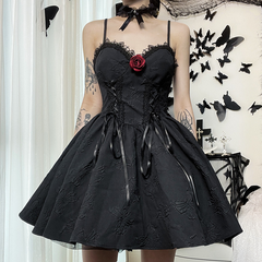 Design Sense Pleated New Dress Cross Hanging Neck Solid Color Fluffy Skirt for Women