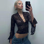 Lygens Sexy Hollow Lace Camisole Dresses Women Transparent Strapless Crop Tops