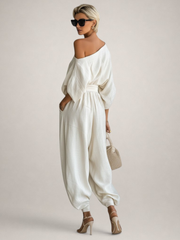 Mila | Leinen-Set mit Off-Shoulder-Top und Hose