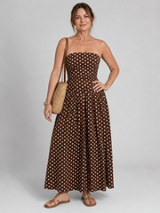 Carola | Trägerloses Maxikleid mit Punktemuster – Ansicht 01