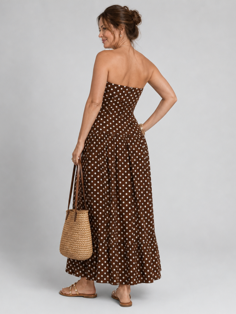 Carola | Strapless Polka Dot Maxi Dress