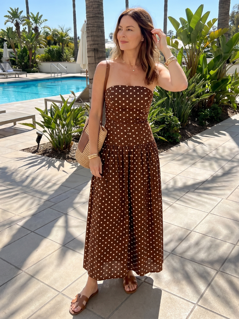 Carola | Strapless Polka Dot Maxi Dress