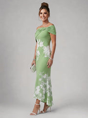 Christina | Schulterfreies Midikleid mit Drapierung