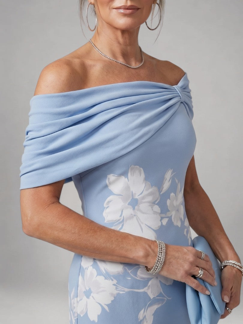Christina | Schulterfreies Midikleid mit Drapierung