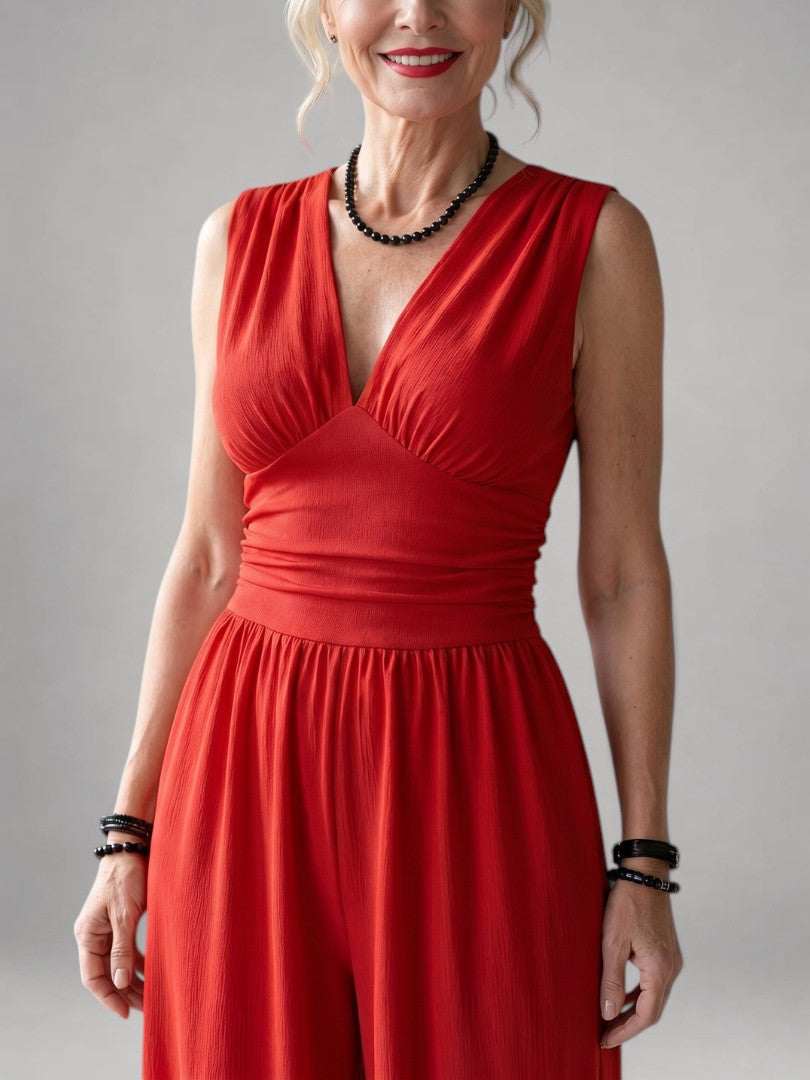 Claudia | Weiter Jumpsuit mit V-Ausschnitt