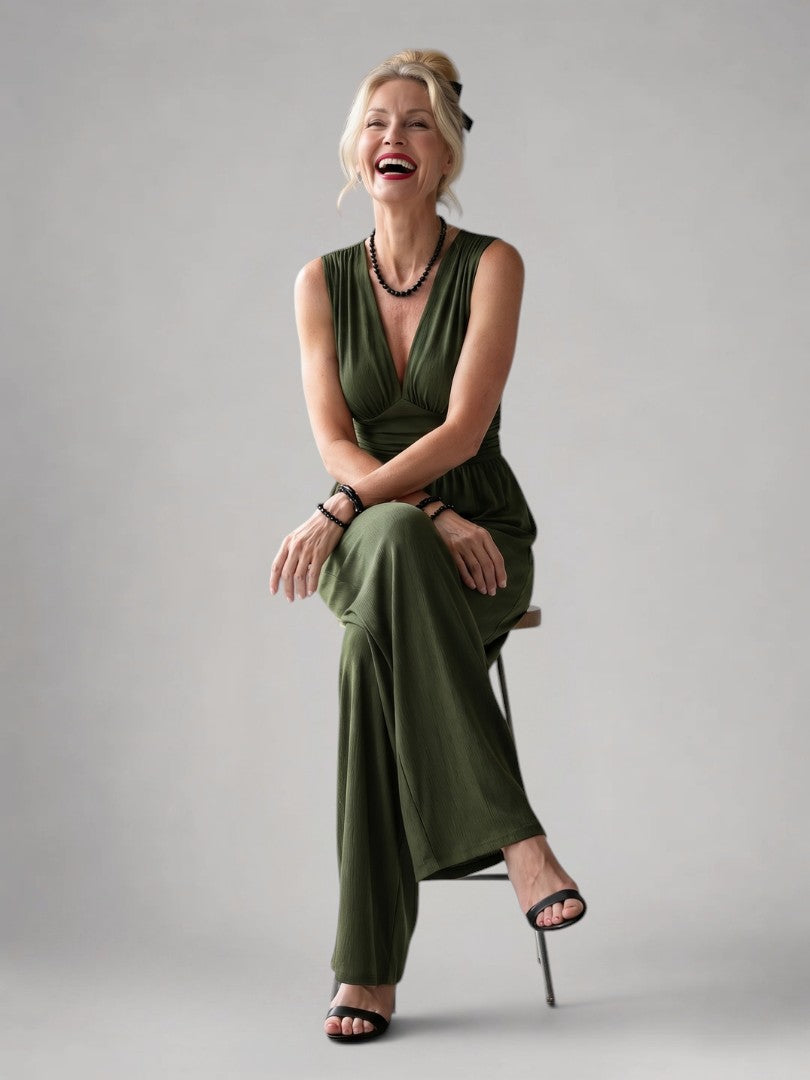 Claudia | Weiter Jumpsuit mit V-Ausschnitt