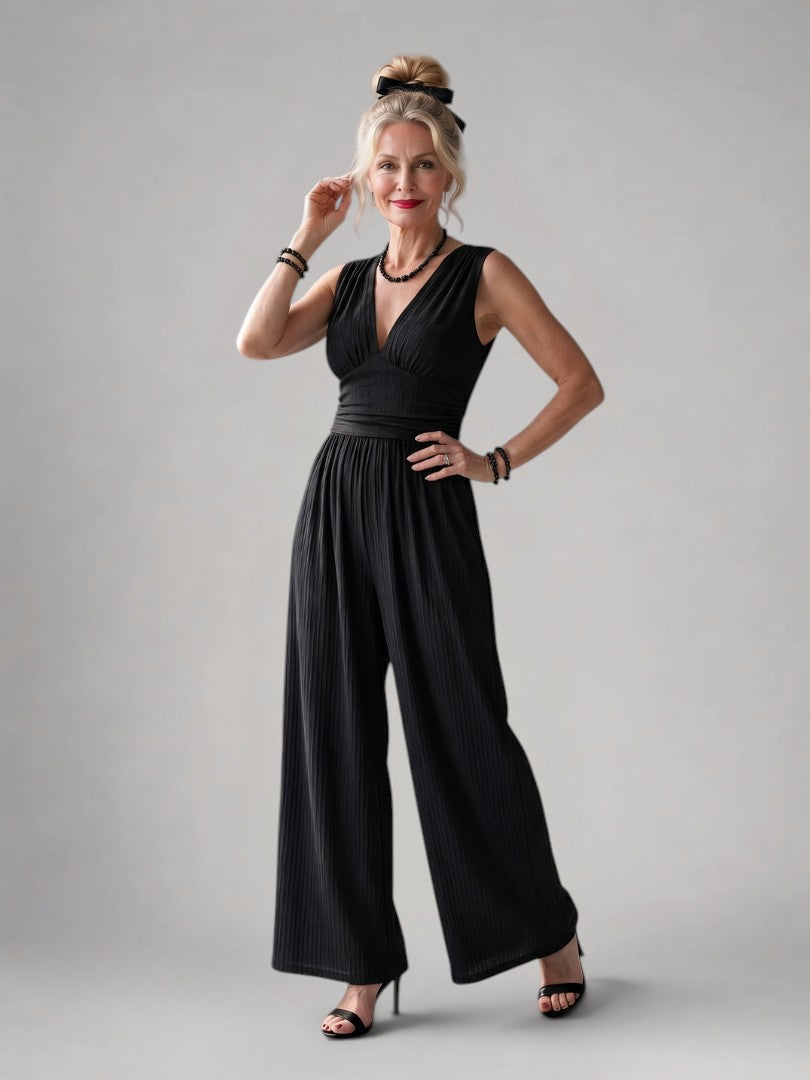 Claudia | Weiter Jumpsuit mit V-Ausschnitt