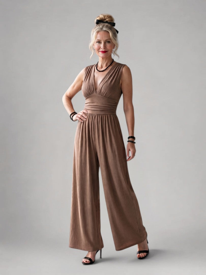 Claudia | Weiter Jumpsuit mit V-Ausschnitt