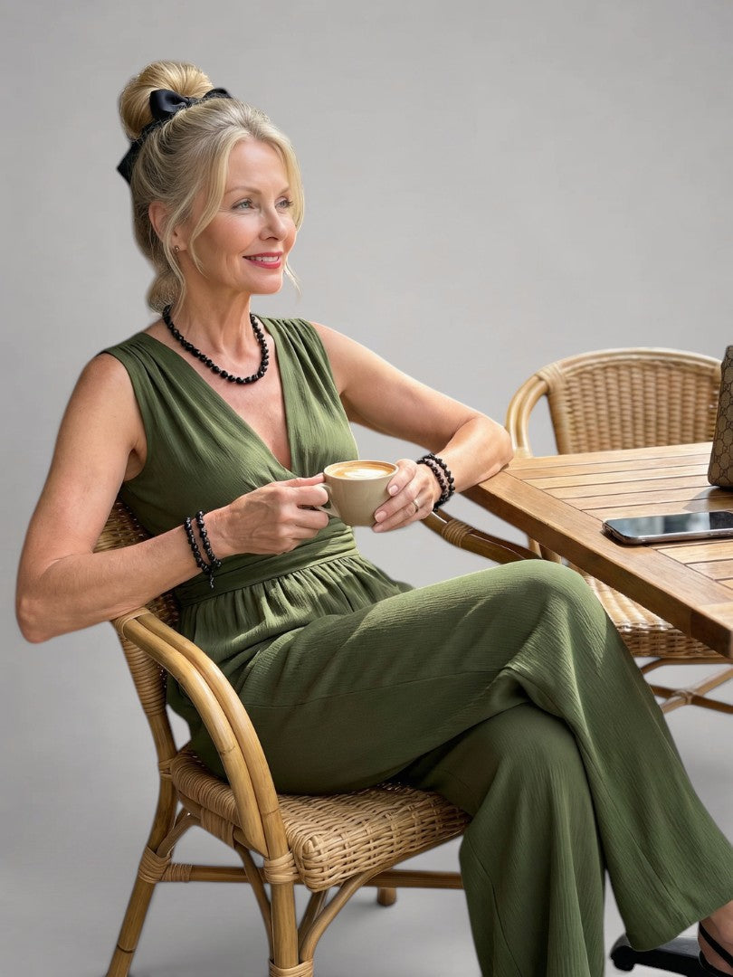 Claudia | Weiter Jumpsuit mit V-Ausschnitt