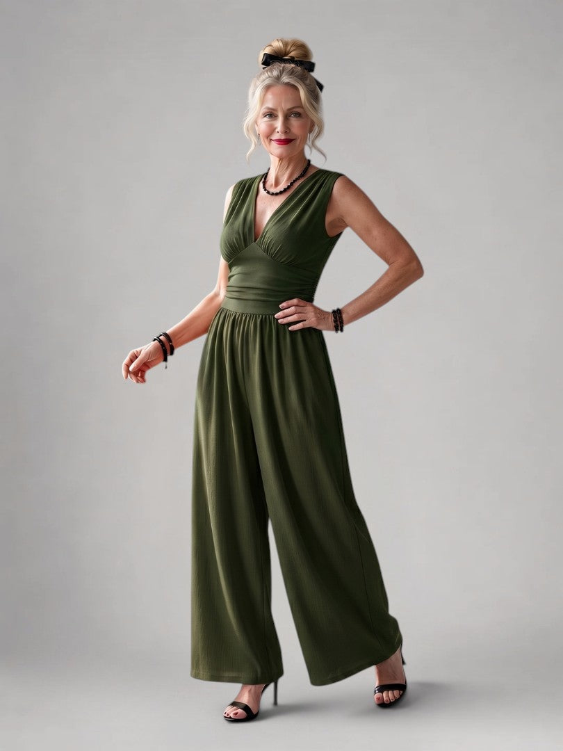 Claudia | Weiter Jumpsuit mit V-Ausschnitt