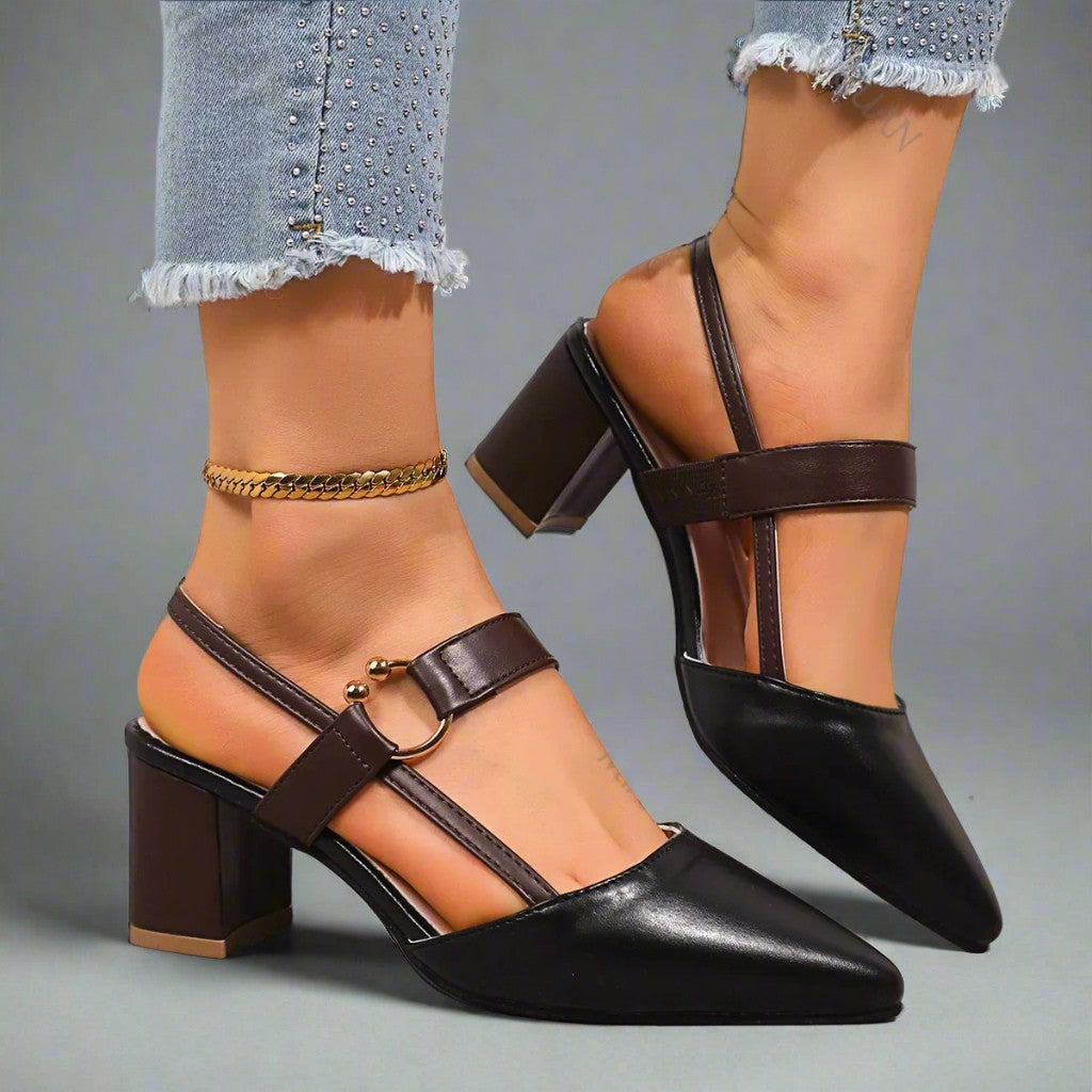 Helena | Spitze Slingback-Pumps mit Blockabsatz – Ansicht 03