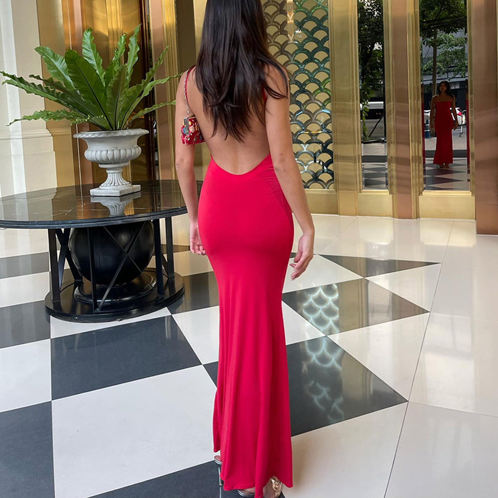 Fashion High Waisted Satin Suspender Dress for Women Sexy Elegant Bodycon Outfit Evening Dress
