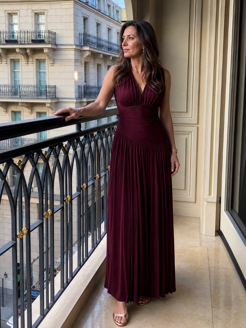 Dorothea | Sleeveless Pleated Midi Dress