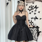 Design Sense Pleated New Dress Cross Hanging Neck Solid Color Fluffy Skirt for Women