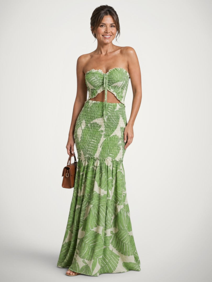 Elisa | Schulterfreies Zweiteiler-Set mit Blumenprint
