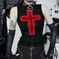 Vintage Cross Breathable Lace Tank Top Dark Style Gothic Sexy Slimming Punk Vest