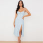 Fashion High Waisted Satin Suspender Dress for Women Sexy Elegant Bodycon Outfit Evening Dress