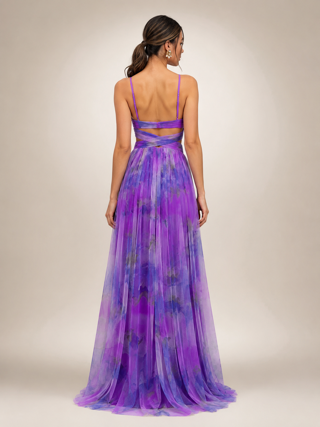 Aurelia | Tüll-Abendkleid mit Aquarell-Print