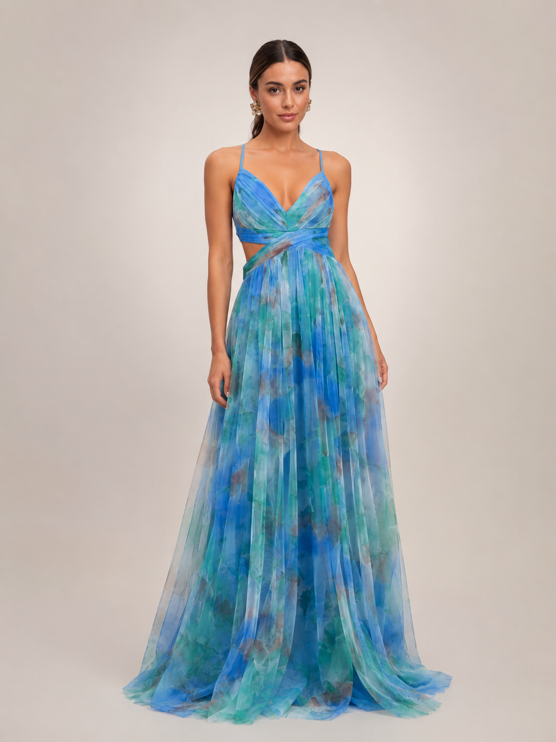 Aurelia | Tüll-Abendkleid mit Aquarell-Print