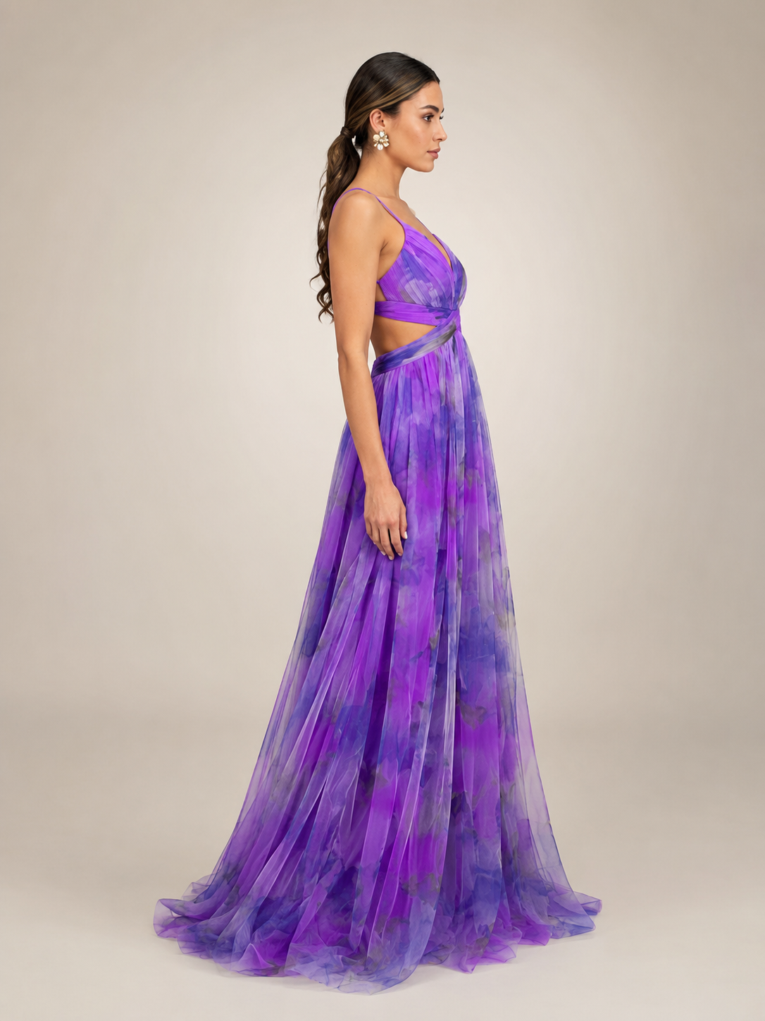 Aurelia | Tüll-Abendkleid mit Aquarell-Print