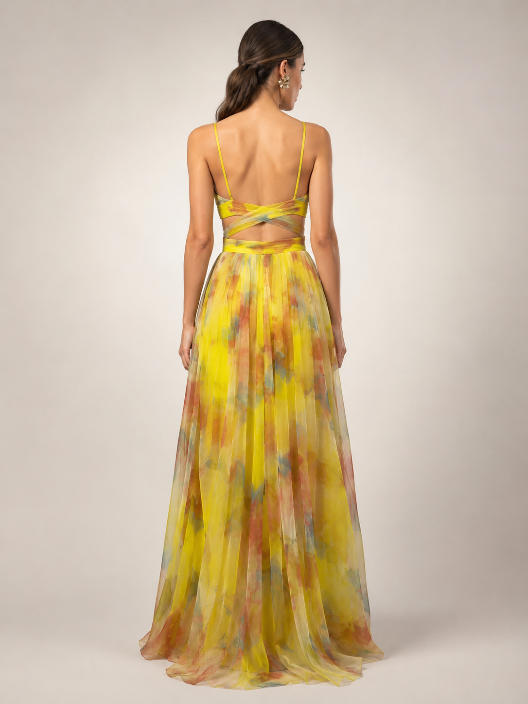 Aurelia | Tüll-Abendkleid mit Aquarell-Print
