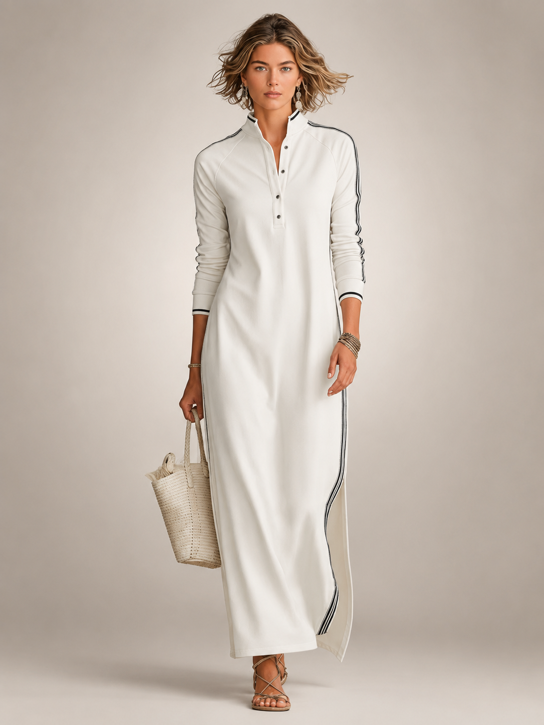 Frieda | Minimalistisches Sweatkleid in Maxilänge