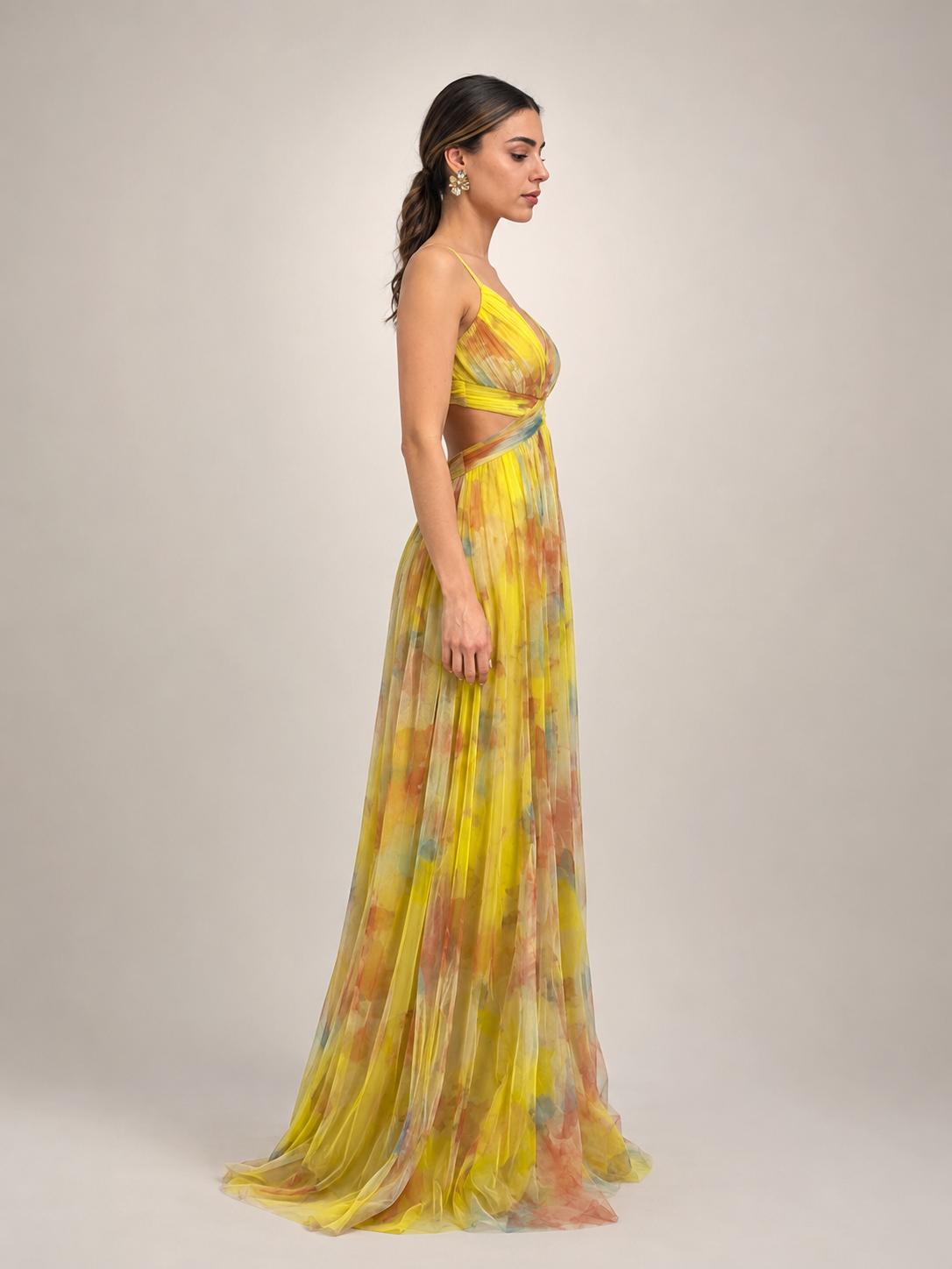 Aurelia | Tüll-Abendkleid mit Aquarell-Print