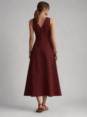 Greta | Maxikleid aus Leinen mit Knopfleiste