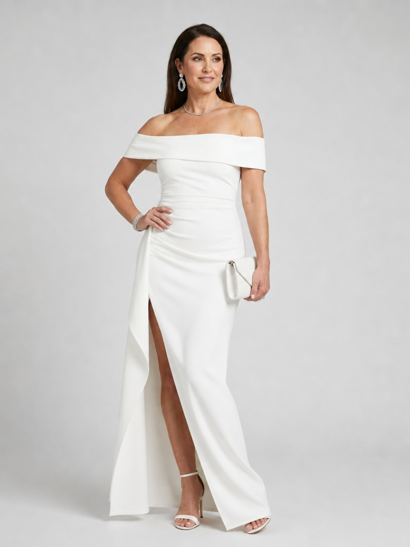 Helga | Off-Shoulder-Abendkleid mit hohem Seitenschlitz – Ansicht 04