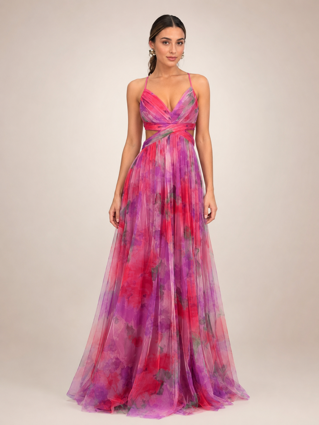 Aurelia | Tüll-Abendkleid mit Aquarell-Print