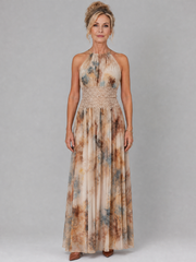 Hildegard Halsträger-Maxikleid mit Spitzentaille – Ansicht 01