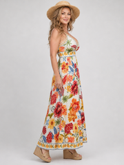 Ingeborg | Geblümtes Maxikleid mit Empire-Taille – Ansicht 01