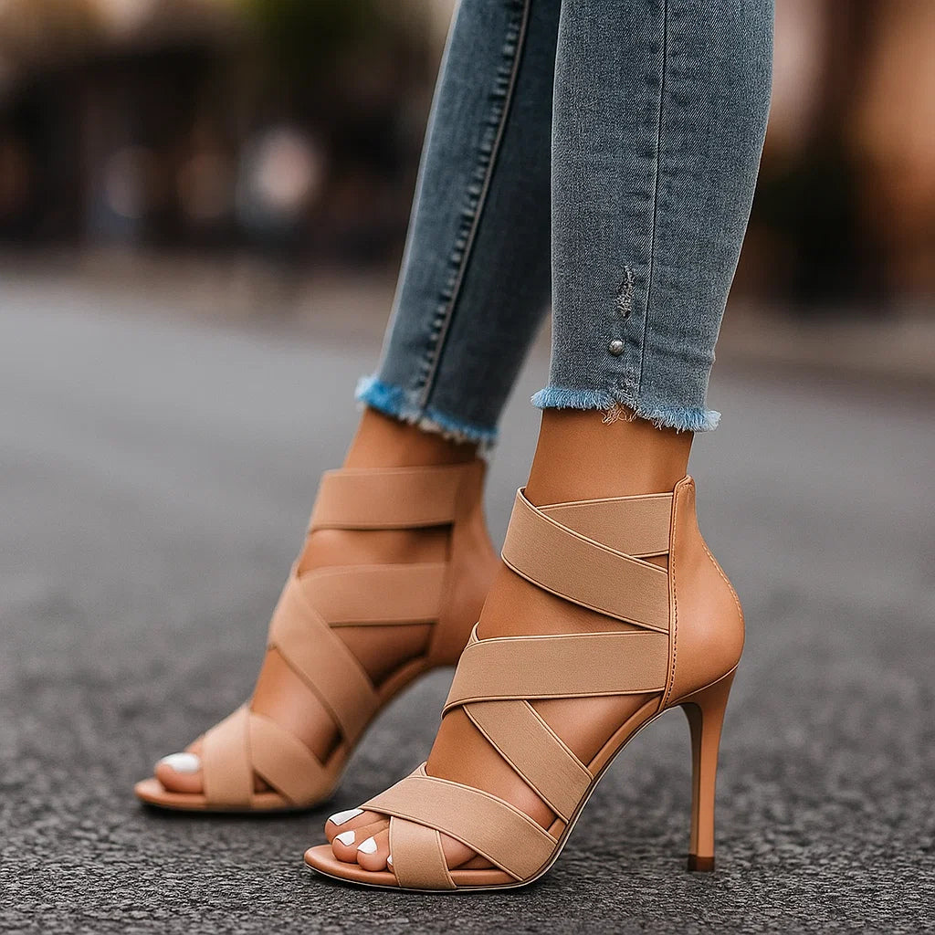 Kunhilde | Offene Gladiator-Sandalette mit Stiletto-Absatz – Ansicht 01