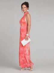 Lavinia Gemustertes Halsträger-Maxikleid – Ansicht 01