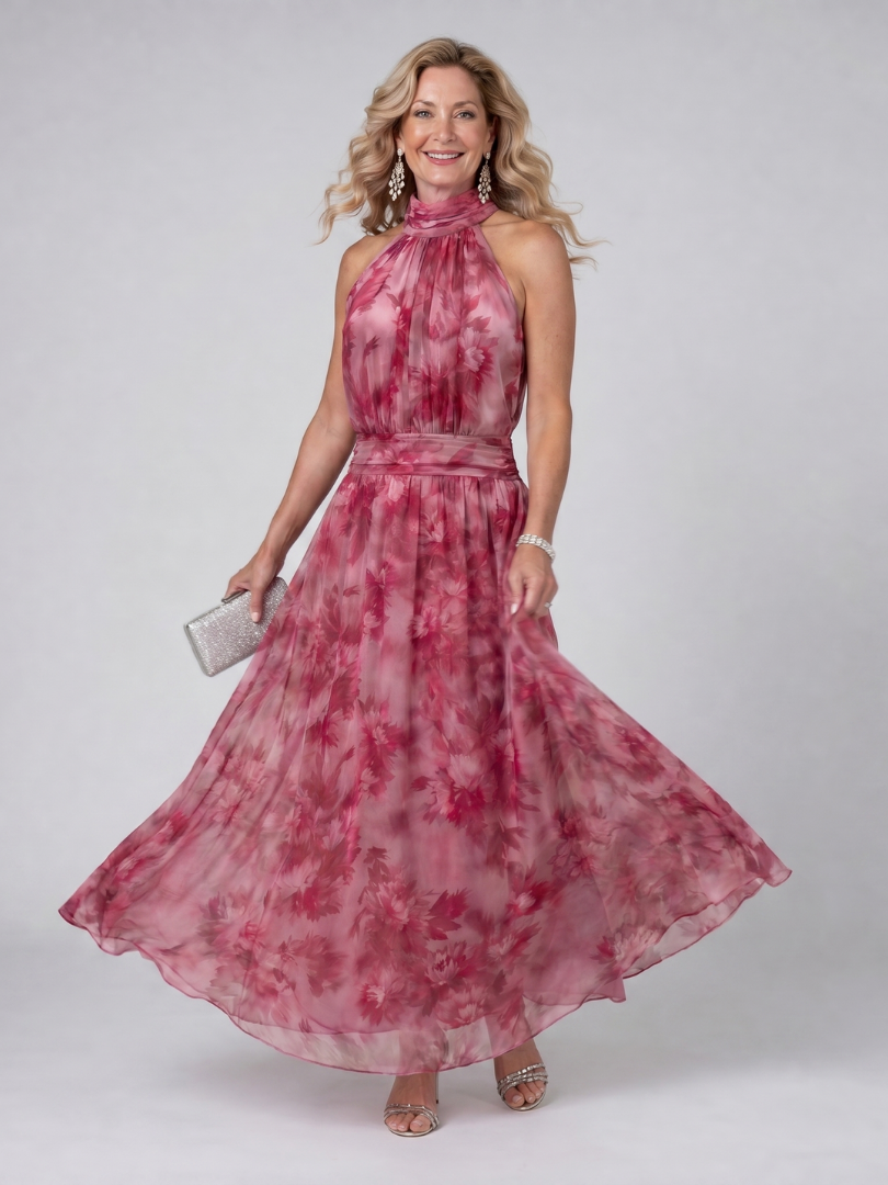 Lieselotte Weiches Halsträger-Midikleid – Ansicht 01