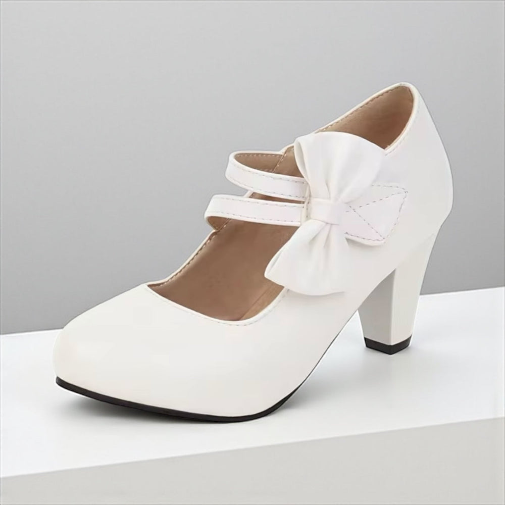 Margarete | Mary-Jane-Pumps mit Blockabsatz & Schleife – Ansicht 01