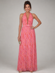 Marlis | Neckholder-Maxikleid mit Plisseerock