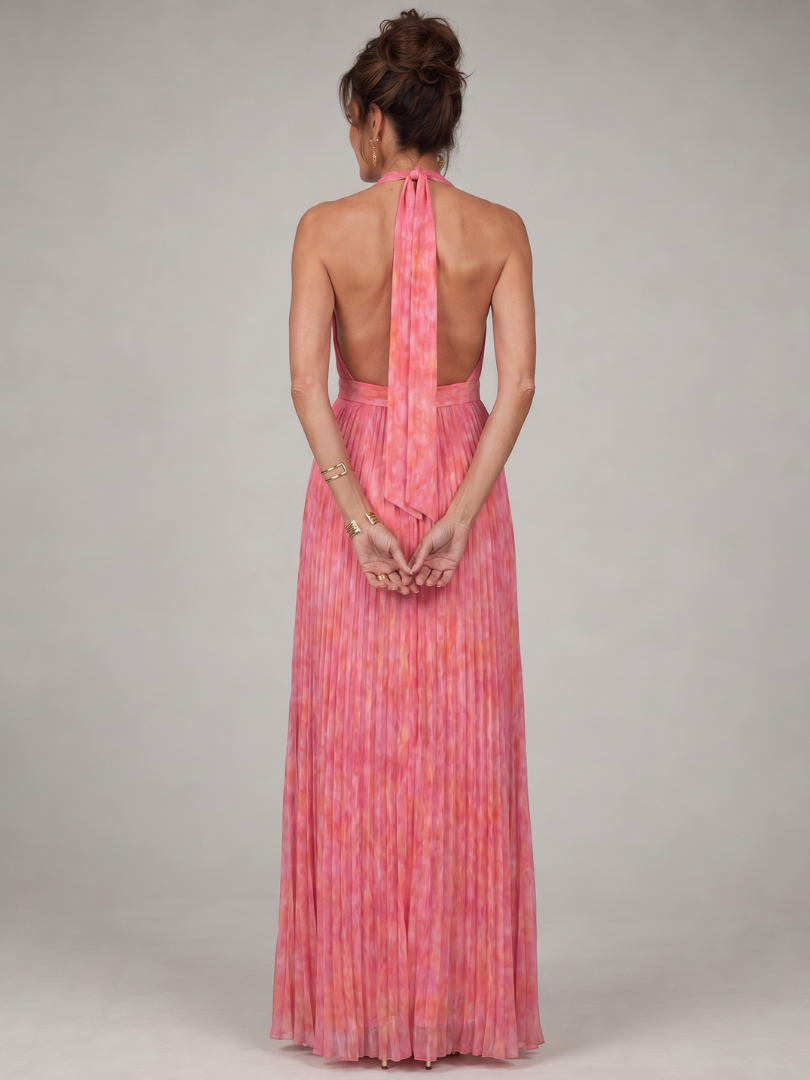 Marlis | Neckholder-Maxikleid mit Plisseerock